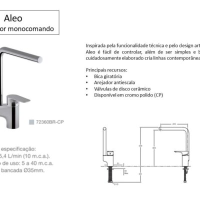 Misturador Monocomando Aleo 
