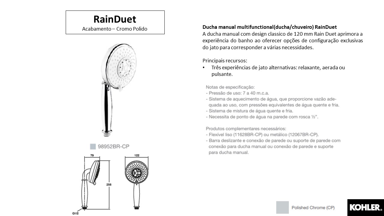 Ducha manual RainDuet - Kohler - TerraTile