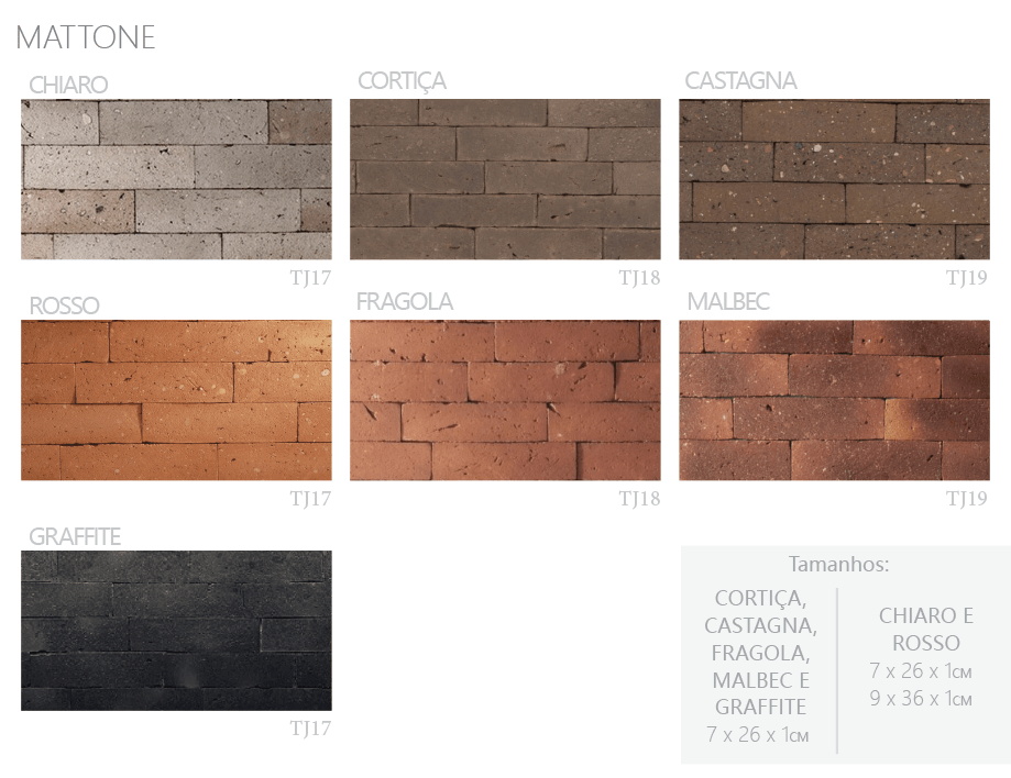 produto ceramica brick mattone tipos