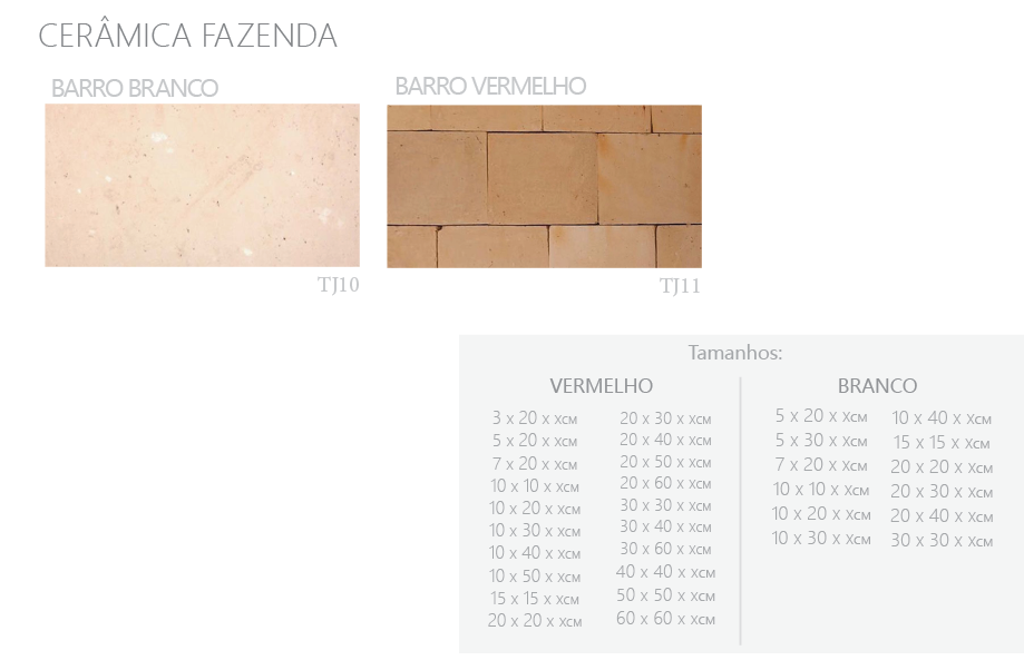 produto ceramica fazenda tipos