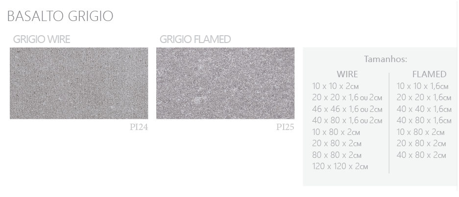 produtos basalto grigio tipos