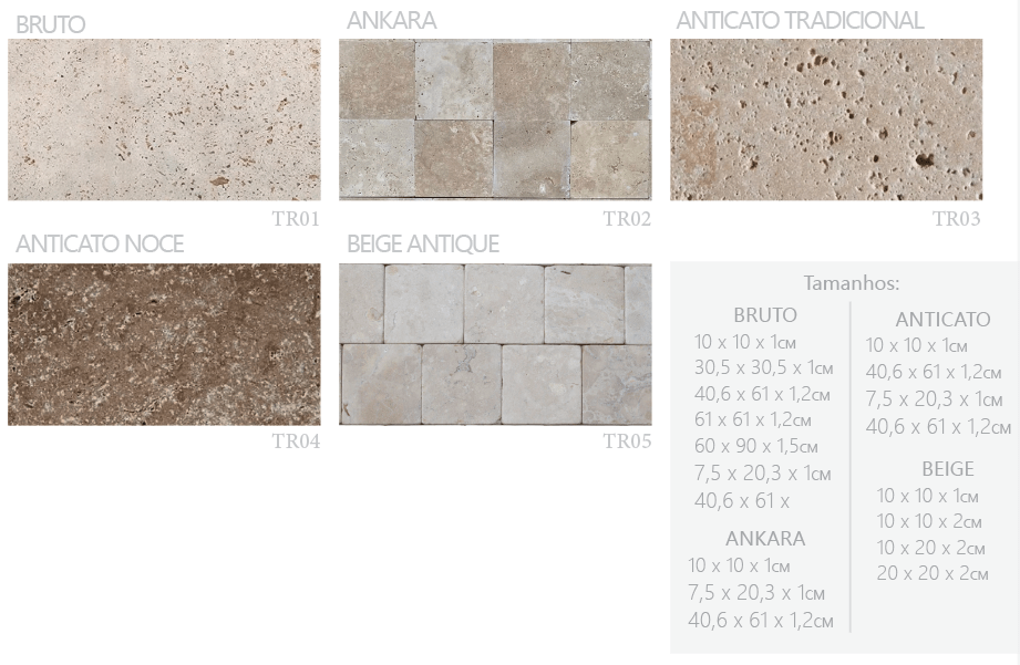 produtos travertinos classicos tipos