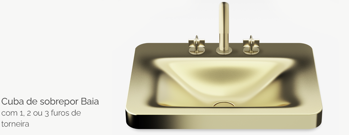 Cuba de sobrepor Armani Baia para torneira de 3 furos 660 matt gold wide